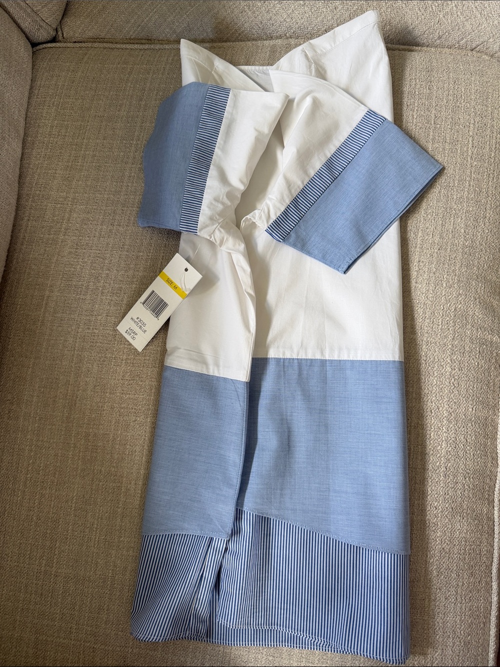 NWT Alexander Jordan Color Block Blouse in White & Blue - Picture 6 of 7